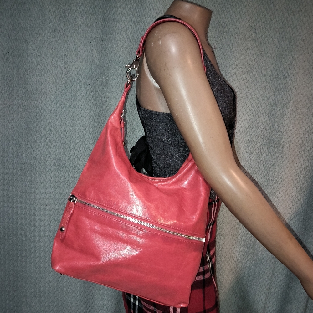 SOLD Hobo International Red Smooth Slouchy Leather Tote Shoulder Bag.